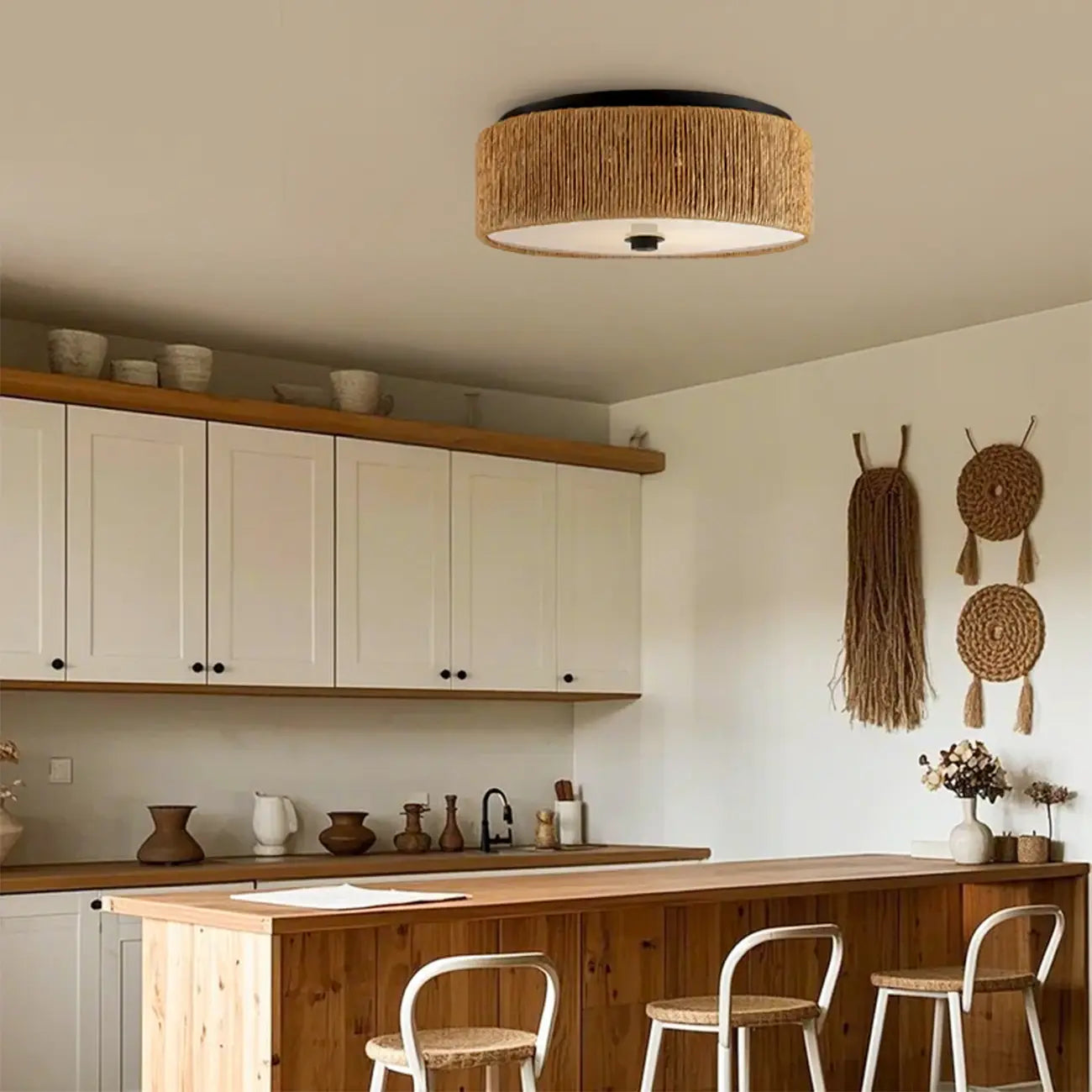 Oriental Cylinder Flush Mount Ceiling Light for Bedroom