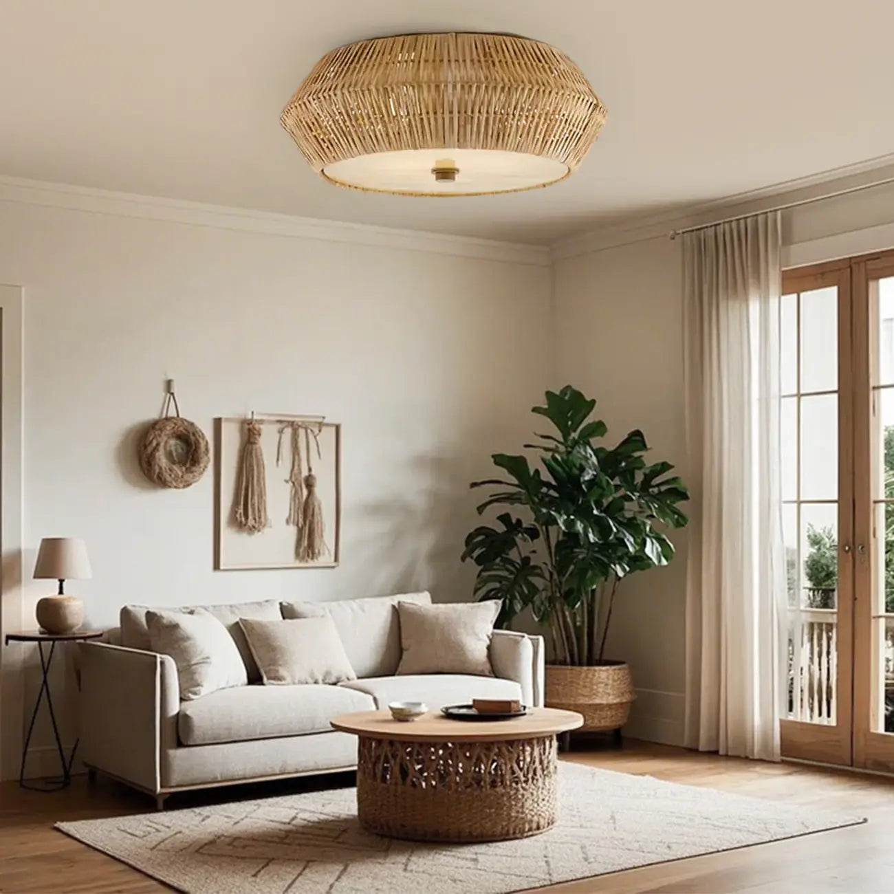 Oriental Cylinder Flush Mount Ceiling Light for Bedroom