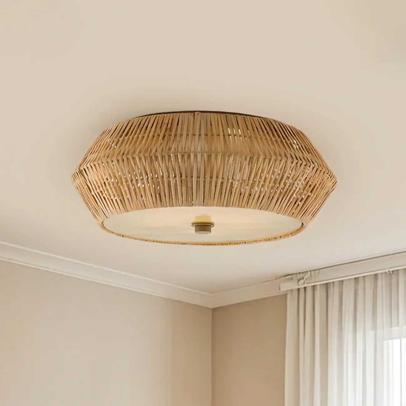 Oriental Cylinder Flush Mount Ceiling Light for Bedroom