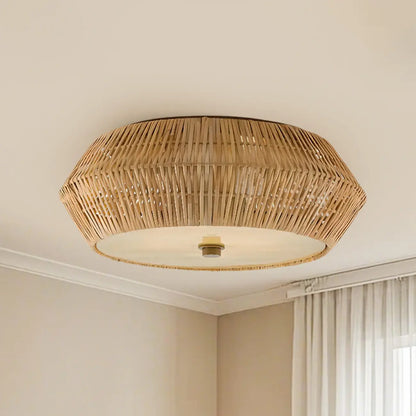 Oriental Cylinder Flush Mount Ceiling Light for Bedroom