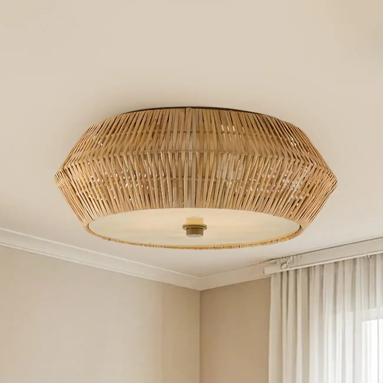 Oriental Cylinder Flush Mount Ceiling Light for Bedroom