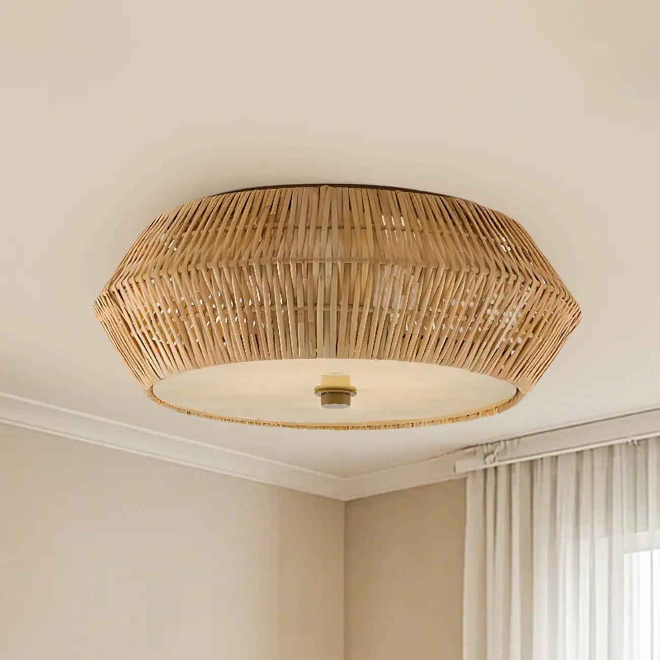 Oriental Cylinder Flush Mount Ceiling Light for Bedroom