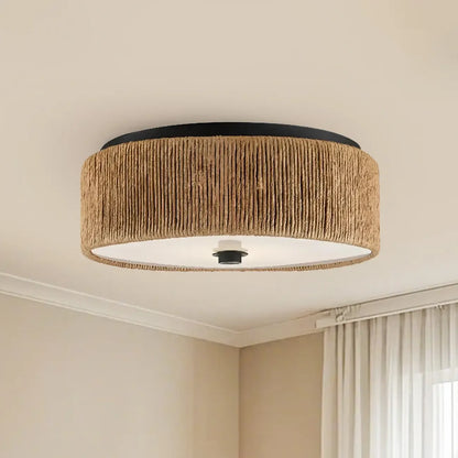 Oriental Cylinder Flush Mount Ceiling Light for Bedroom