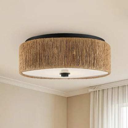 Oriental Cylinder Flush Mount Ceiling Light for Bedroom