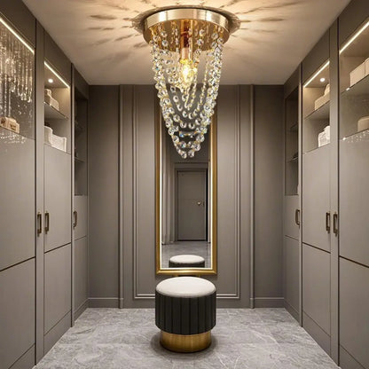 Geometric Crystal Flush Ceiling Light Fixture for Living Room