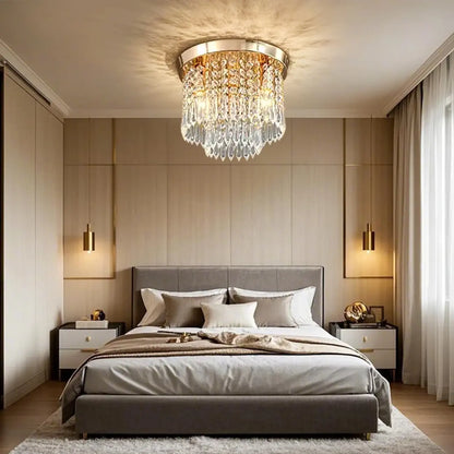 Geometric Crystal Flush Ceiling Light Fixture for Living Room