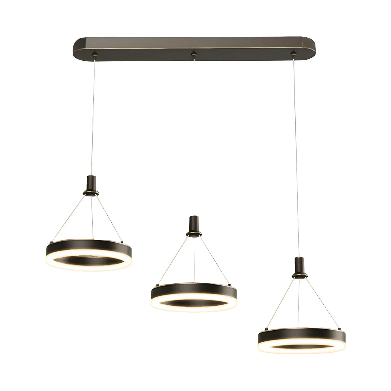 Geometric 3-Light Brass LED Island Pendant Light for Kitchen