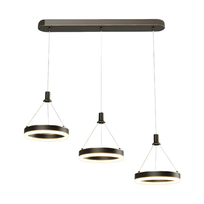 Geometric 3-Light Brass LED Island Pendant Light for Kitchen