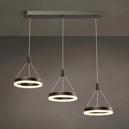 Geometric 3-Light Brass LED Island Pendant Light for Kitchen