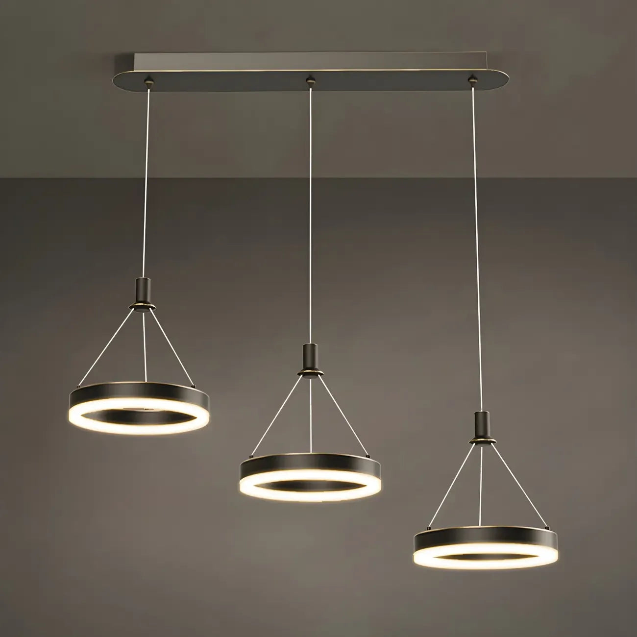 Geometric 3-Light Brass LED Island Pendant Light for Kitchen