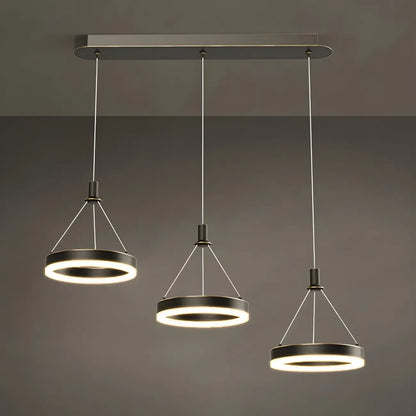 Geometric 3-Light Brass LED Island Pendant Light for Kitchen