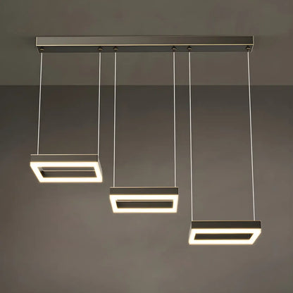 Geometric 3-Light Brass LED Island Pendant Light for Kitchen