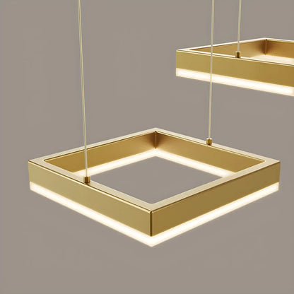 Geometric 3-Light Brass LED Island Pendant Light for Kitchen