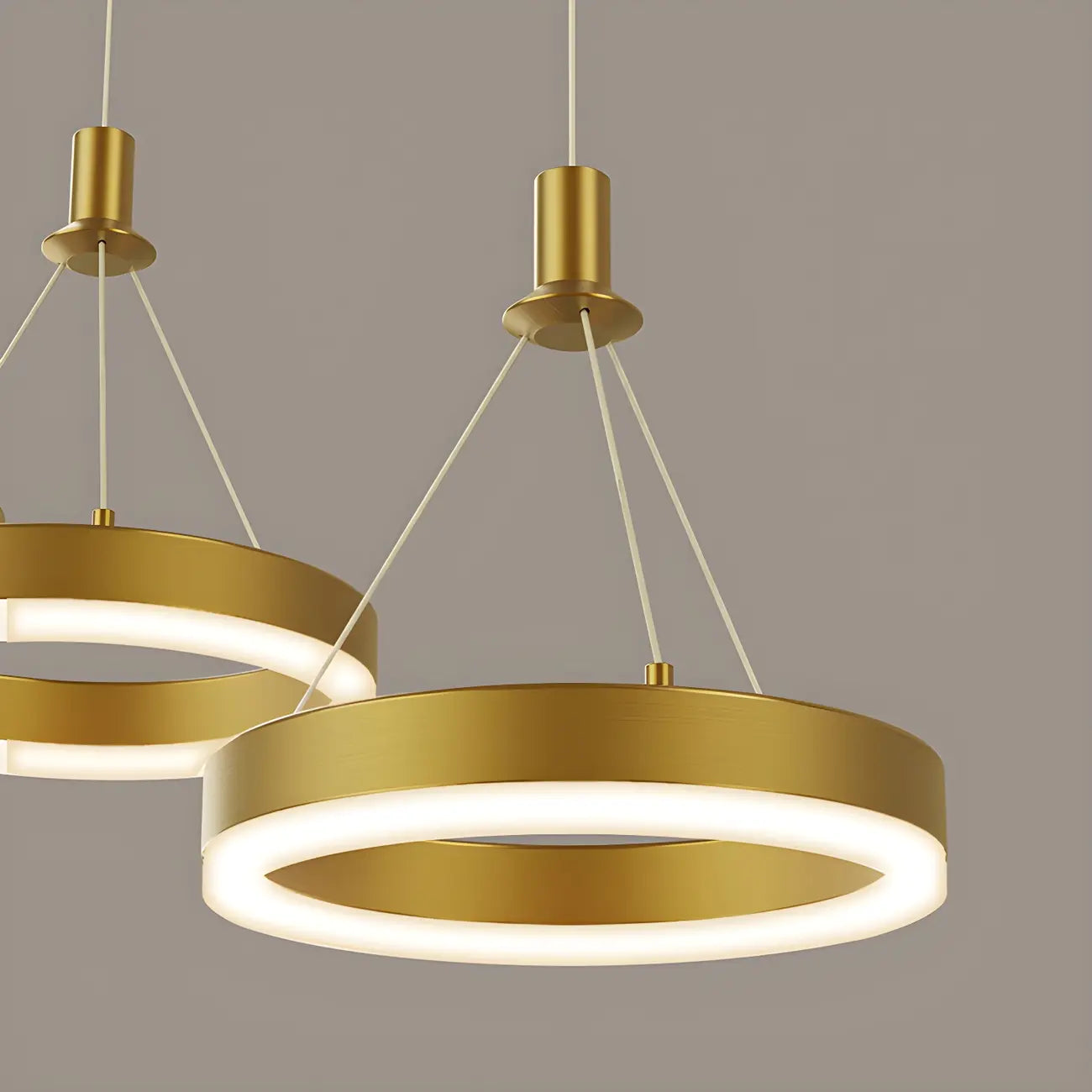 Geometric 3-Light Brass LED Island Pendant Light for Kitchen