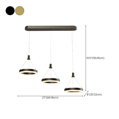 Geometric 3-Light Brass LED Island Pendant Light for Kitchen