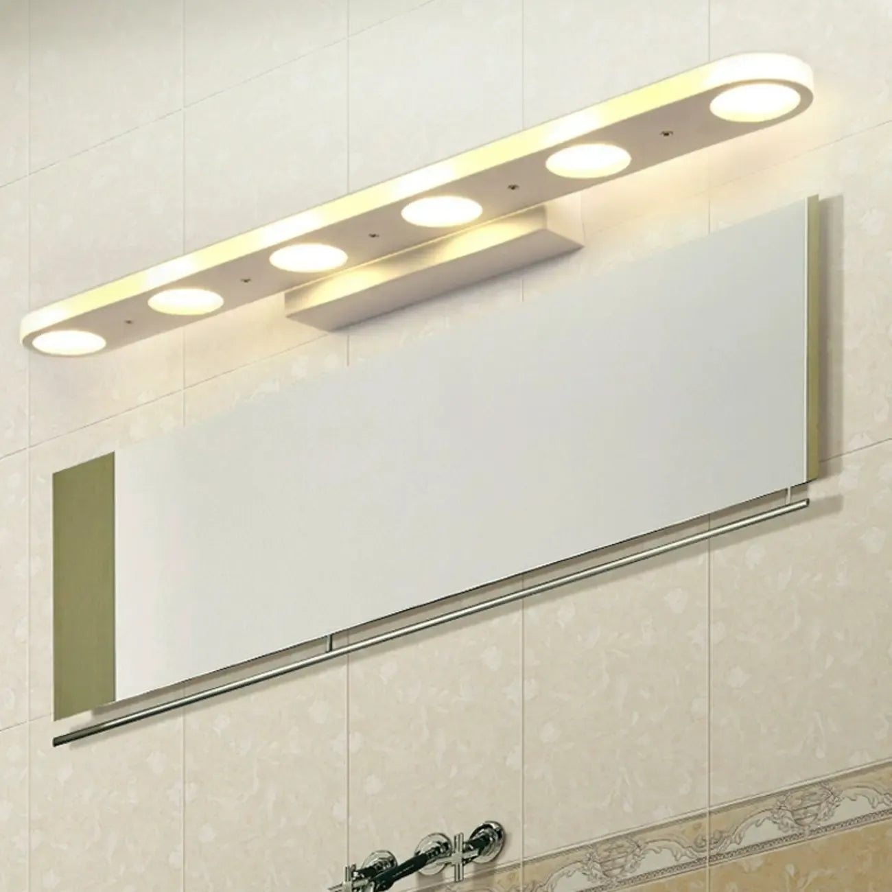 6-Light White Acrylic LED Bar Vanity Light for Bathroom