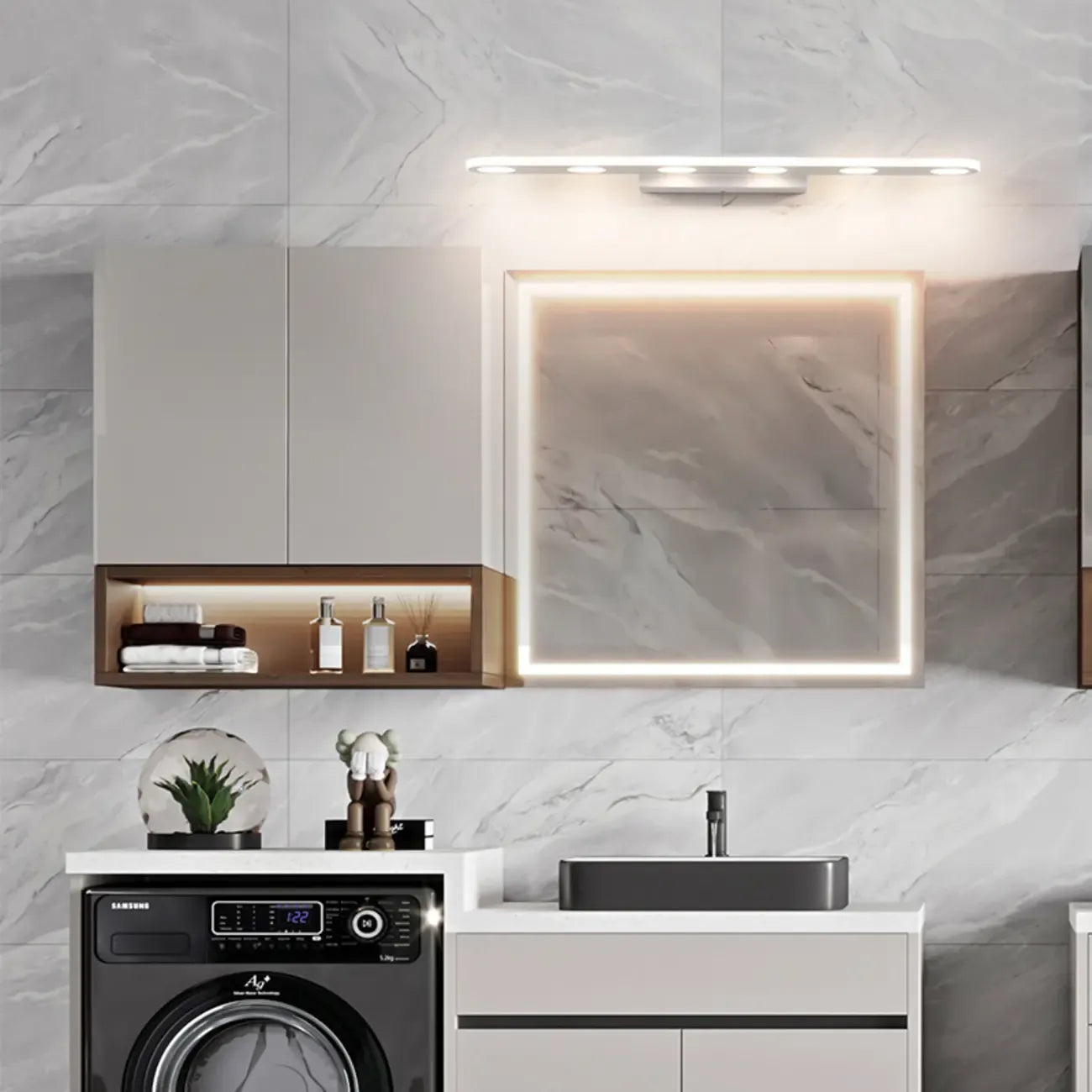 6-Light White Acrylic LED Bar Vanity Light for Bathroom