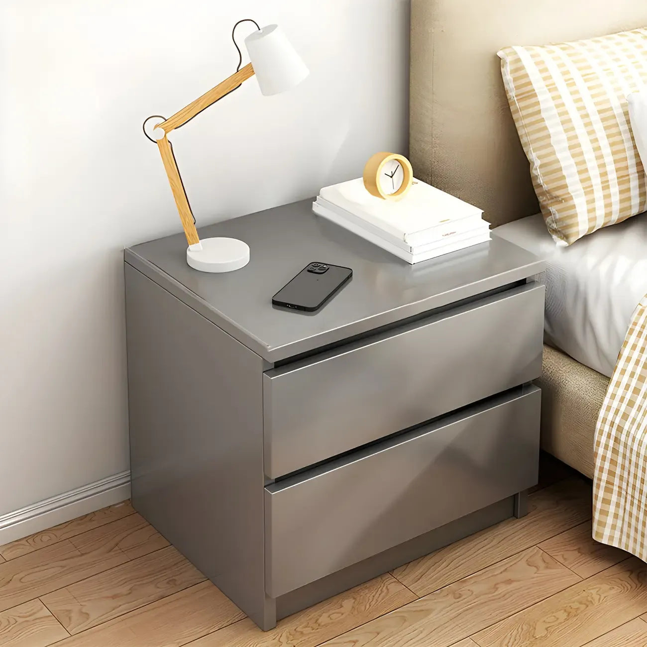 Modern Wood White Bedside Nightstand Drawer Storage