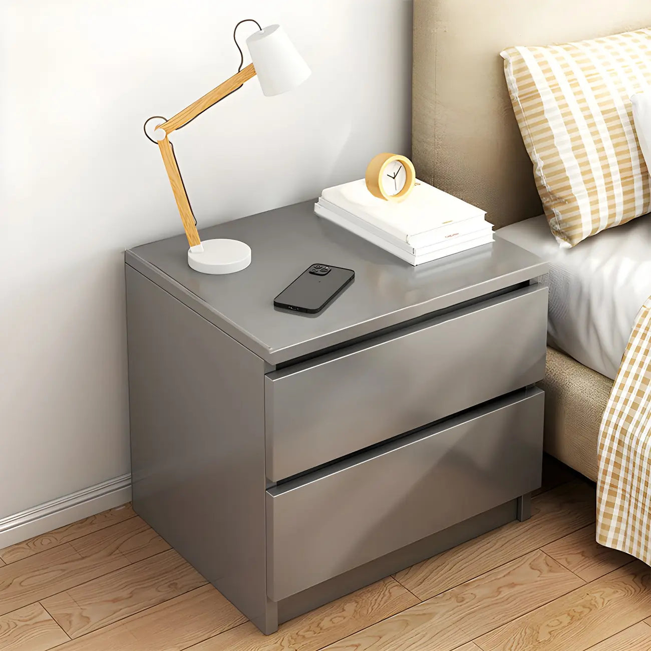 Modern Wood White Bedside Nightstand Drawer Storage