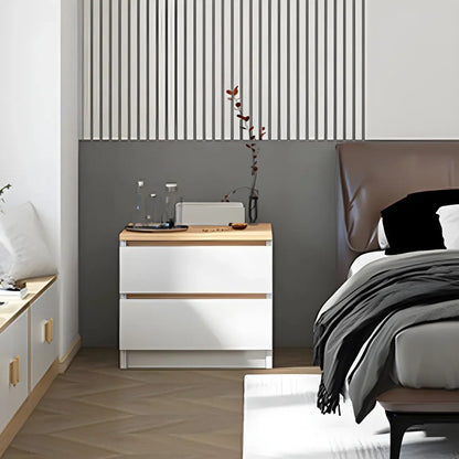 Modern Wood White Bedside Nightstand Drawer Storage