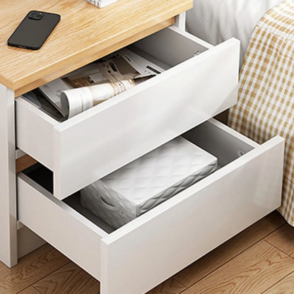 Modern Wood White Bedside Nightstand Drawer Storage