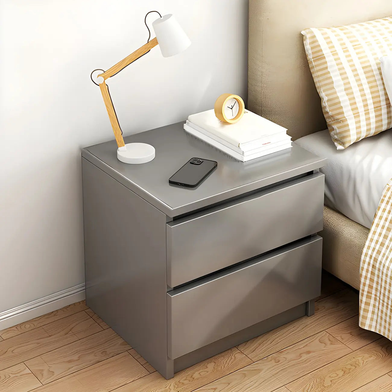Modern Wood White Bedside Nightstand Drawer Storage