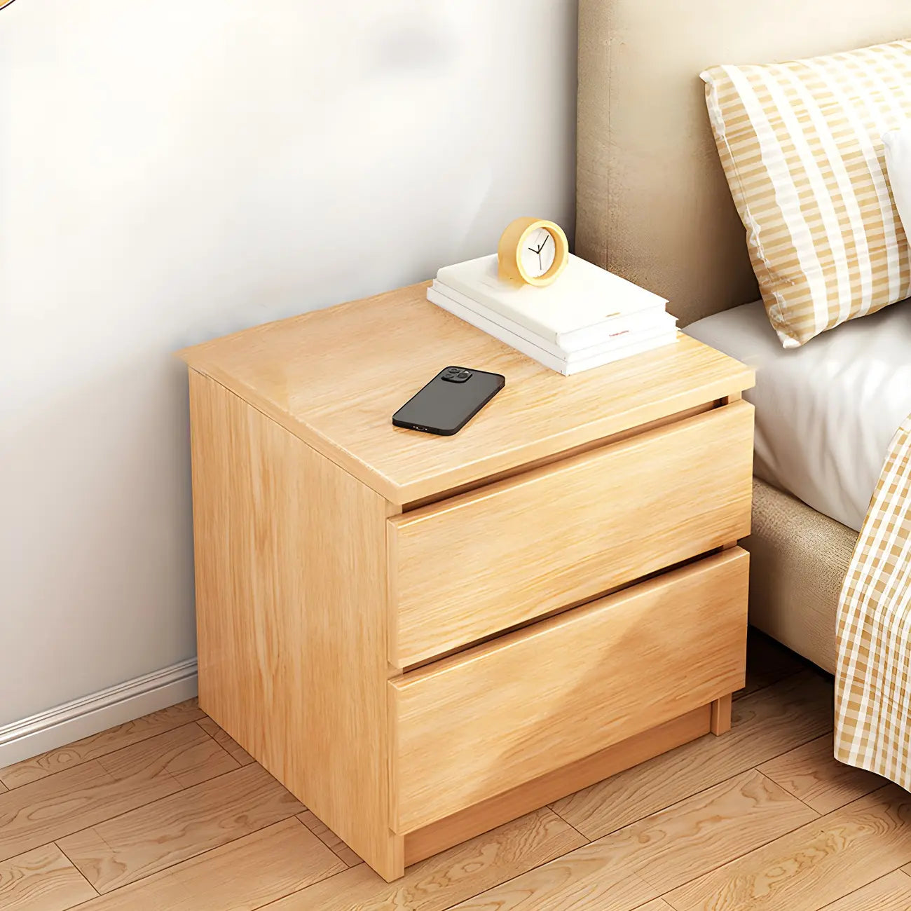 Modern Wood White Bedside Nightstand Drawer Storage