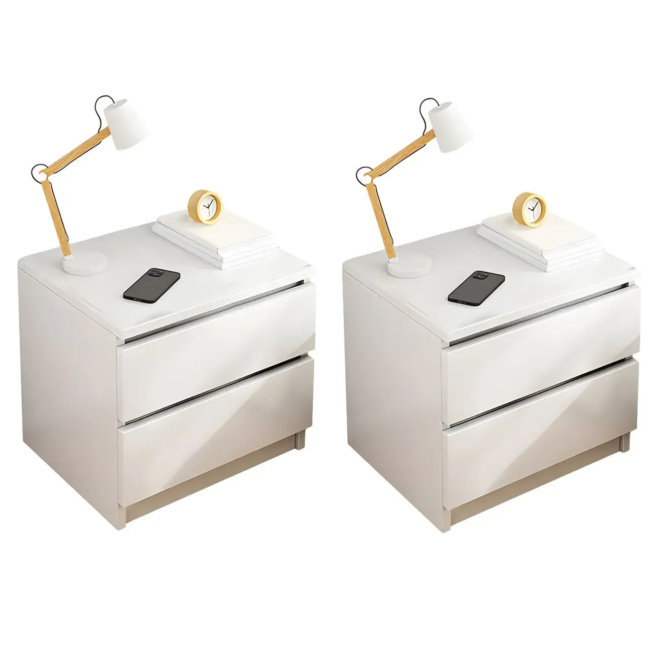 Modern Wood White Bedside Nightstand Drawer Storage