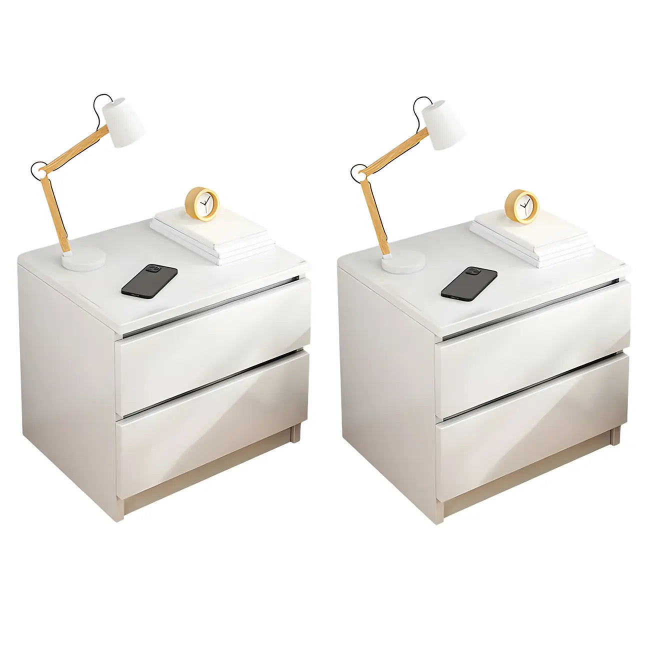 Modern Wood White Bedside Nightstand Drawer Storage