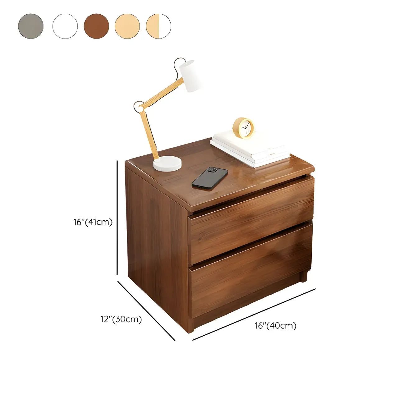 Modern Wood White Bedside Nightstand Drawer Storage