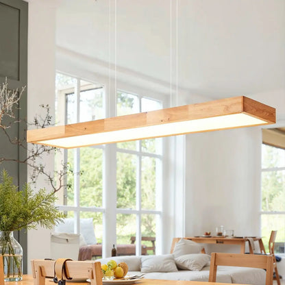 Natural Wood Dimming LED Rectangular Pendant Light