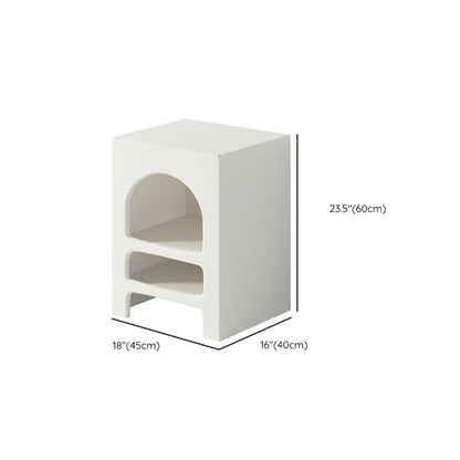 Rectangular White Wood Arched Open Storage Nightstand