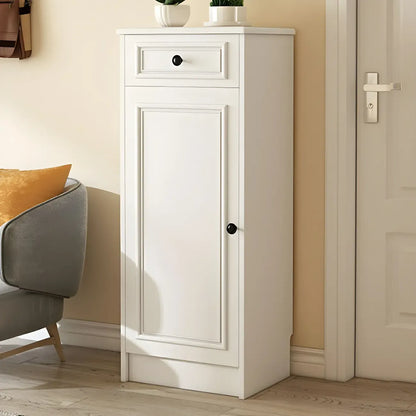 Modern Slim White Shoe Cabinet with Drawer for Hallway