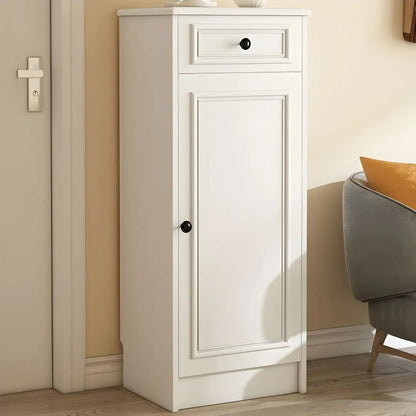Modern Slim White Shoe Cabinet with Drawer for Hallway
