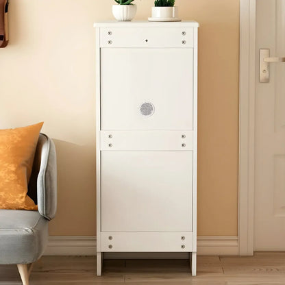 Modern Slim White Shoe Cabinet with Drawer for Hallway
