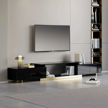 Extendable Walnut Wooden Open Storage TV Stand