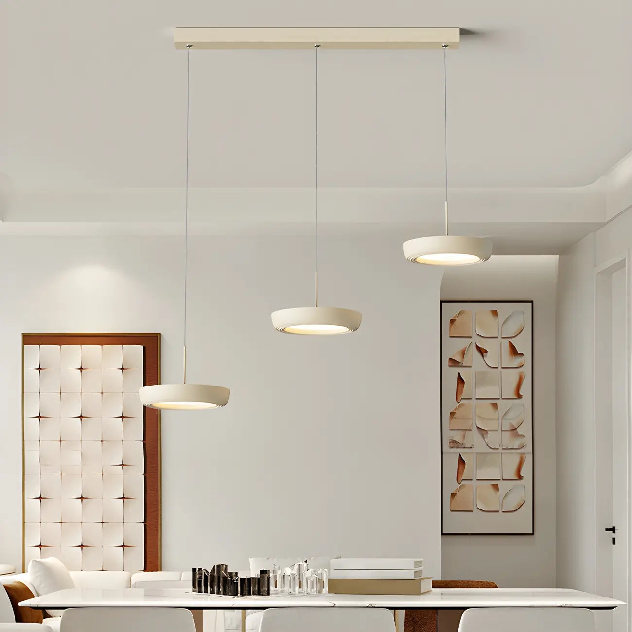 Sleek Metal Round Dimmable LED Island Pendant Light for Kitchen