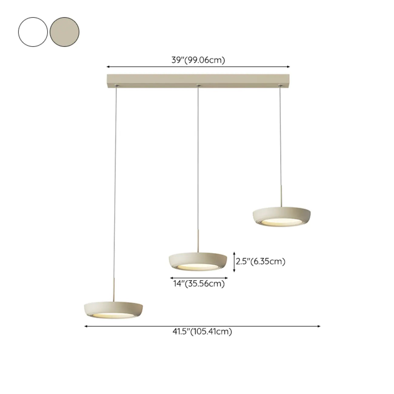 Sleek Metal Round Dimmable LED Island Pendant Light for Kitchen