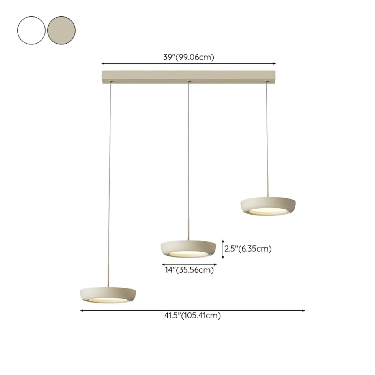 Sleek Metal Round Dimmable LED Island Pendant Light for Kitchen