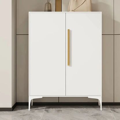 Modern White-Gray Metal Hallway Shoe Storage Cabinet