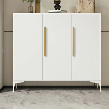 Modern White-Gray Metal Hallway Shoe Storage Cabinet
