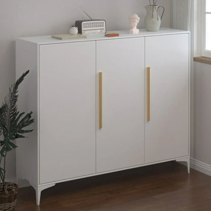 Modern White-Gray Metal Hallway Shoe Storage Cabinet