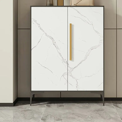 Modern White-Gray Metal Hallway Shoe Storage Cabinet
