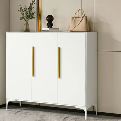 Modern White-Gray Metal Hallway Shoe Storage Cabinet