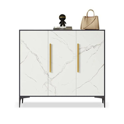 Modern White-Gray Metal Hallway Shoe Storage Cabinet