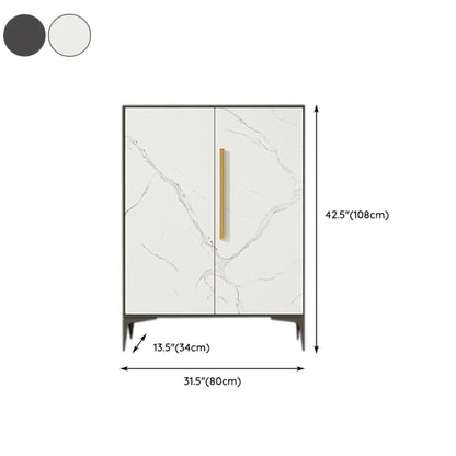 Modern White-Gray Metal Hallway Shoe Storage Cabinet