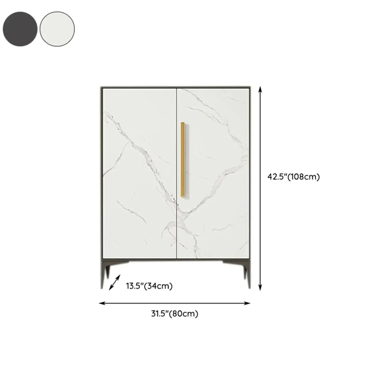 Modern White-Gray Metal Hallway Shoe Storage Cabinet