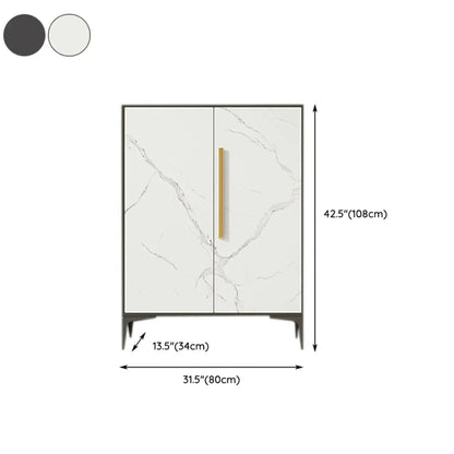 Modern White-Gray Metal Hallway Shoe Storage Cabinet