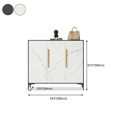 Modern White-Gray Metal Hallway Shoe Storage Cabinet