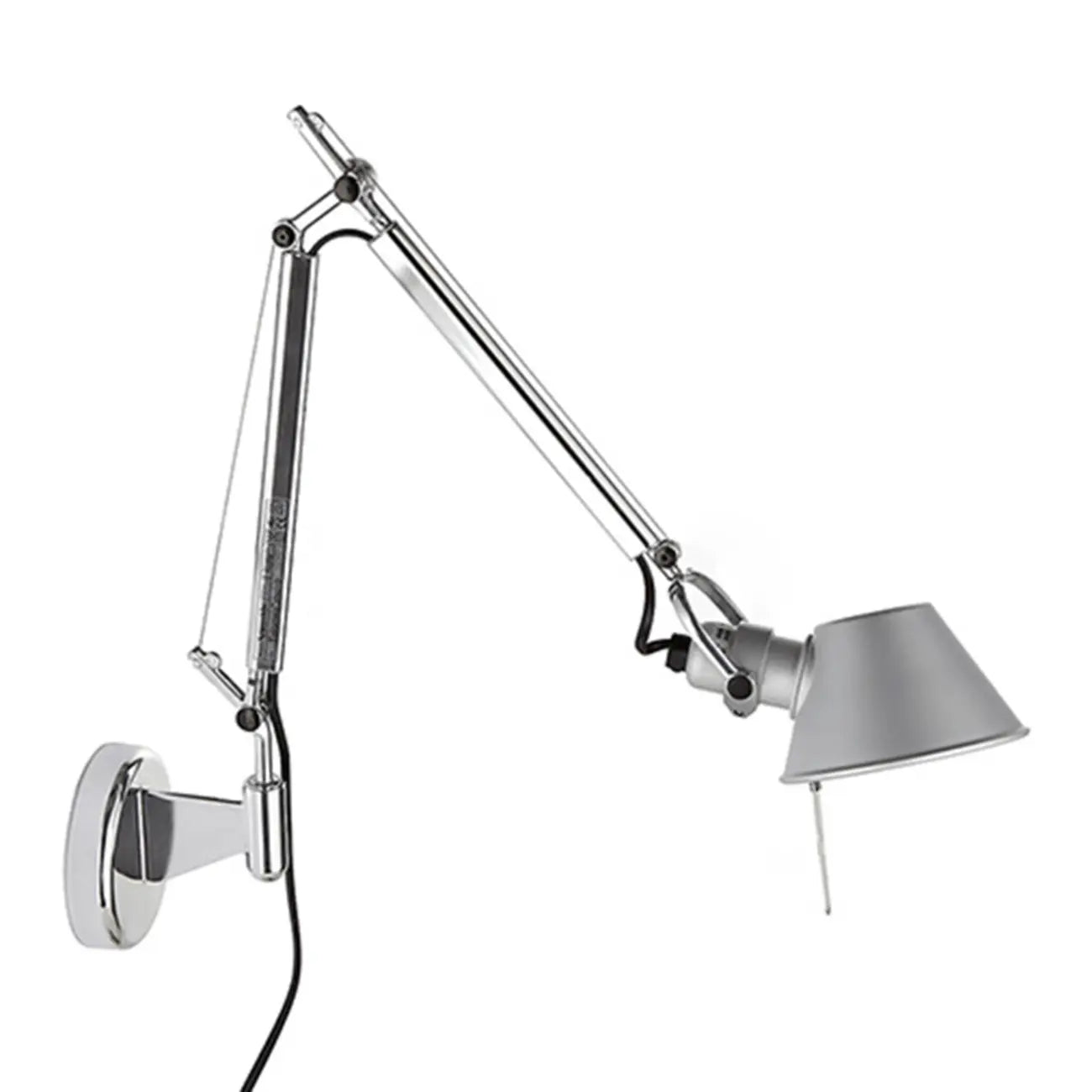 Industrial Silver Aluminum Adjustable Swing Arm Wall Light